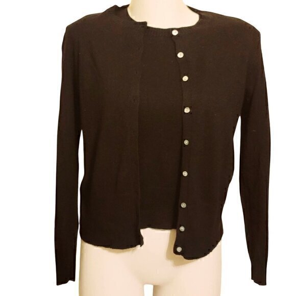Petite Sophisticate Silk Cashmere Sweater Set Cardigan Black S - Picture 1 of 8